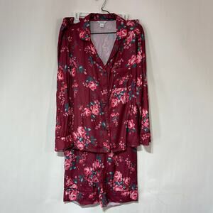 Sofia Intimates 2 Piece Pajama Set Women's Large Red Pants & Top Sleepwear Set